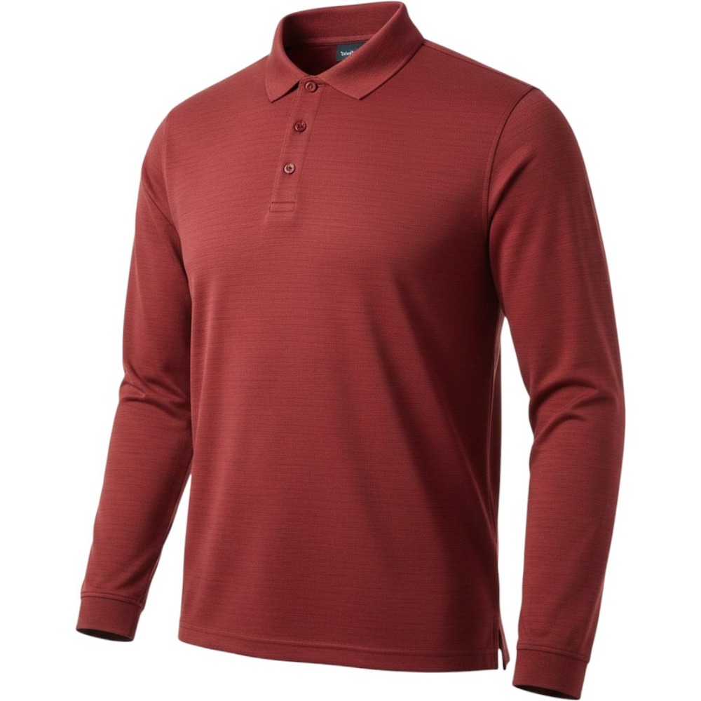 Saddlebred Comfort Flex Mens XXL Long Sleeve Polo Shirt Auburn Red Textured New